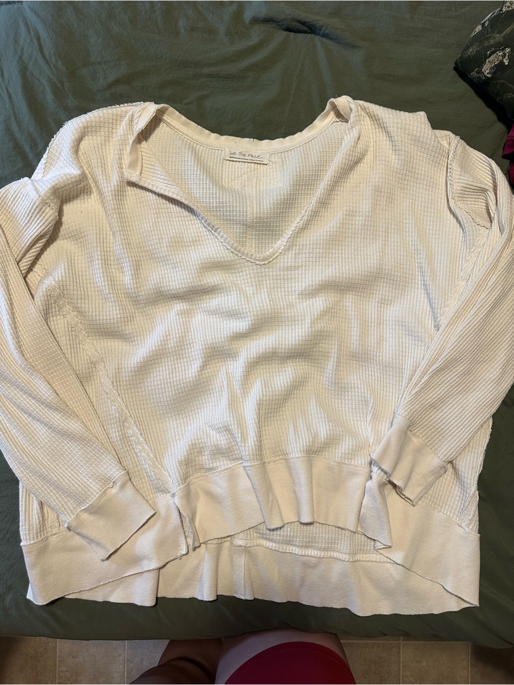 We The Free Cream Waffle Knit Top